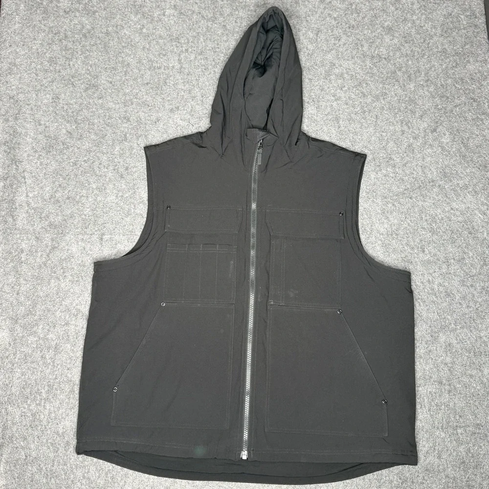 Duluth‎ Trading Co Mens 2XL Black Thermore Insulated Hooded Utility Vest Jacket